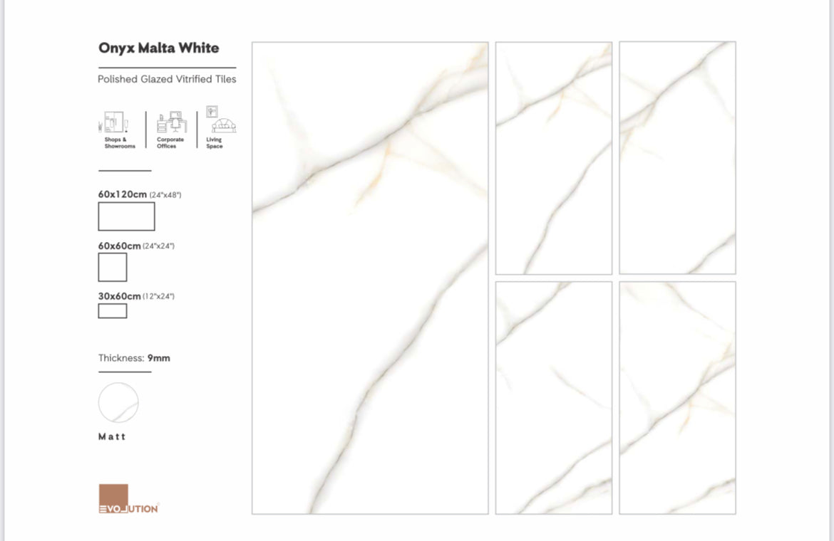 Onyx Malta White 60x60 Gloss image 1
