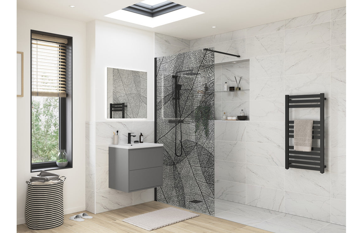Sparta 1200mm Leaf Design Wetroom Panel - Black