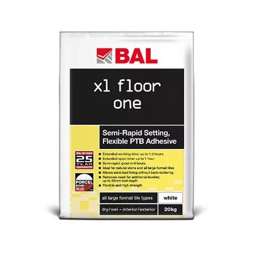 BAL XL FLOOR ONE SEMI RAPID LARGE FORMAT TILE ADHESIVE WHITE 20KG image 0