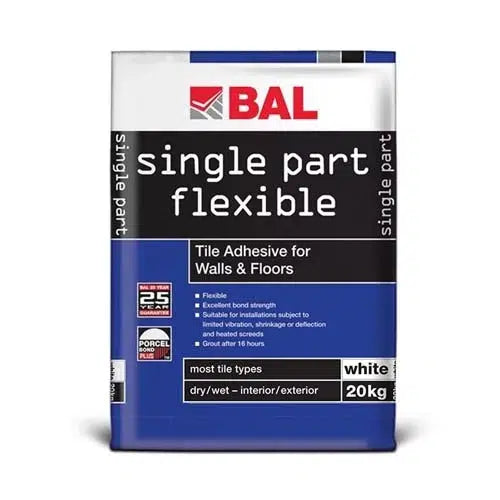 BAL SINGLE PART FLEXIBLE WHITE C2 STANDARD SET ADHESIVE 20KG image 0