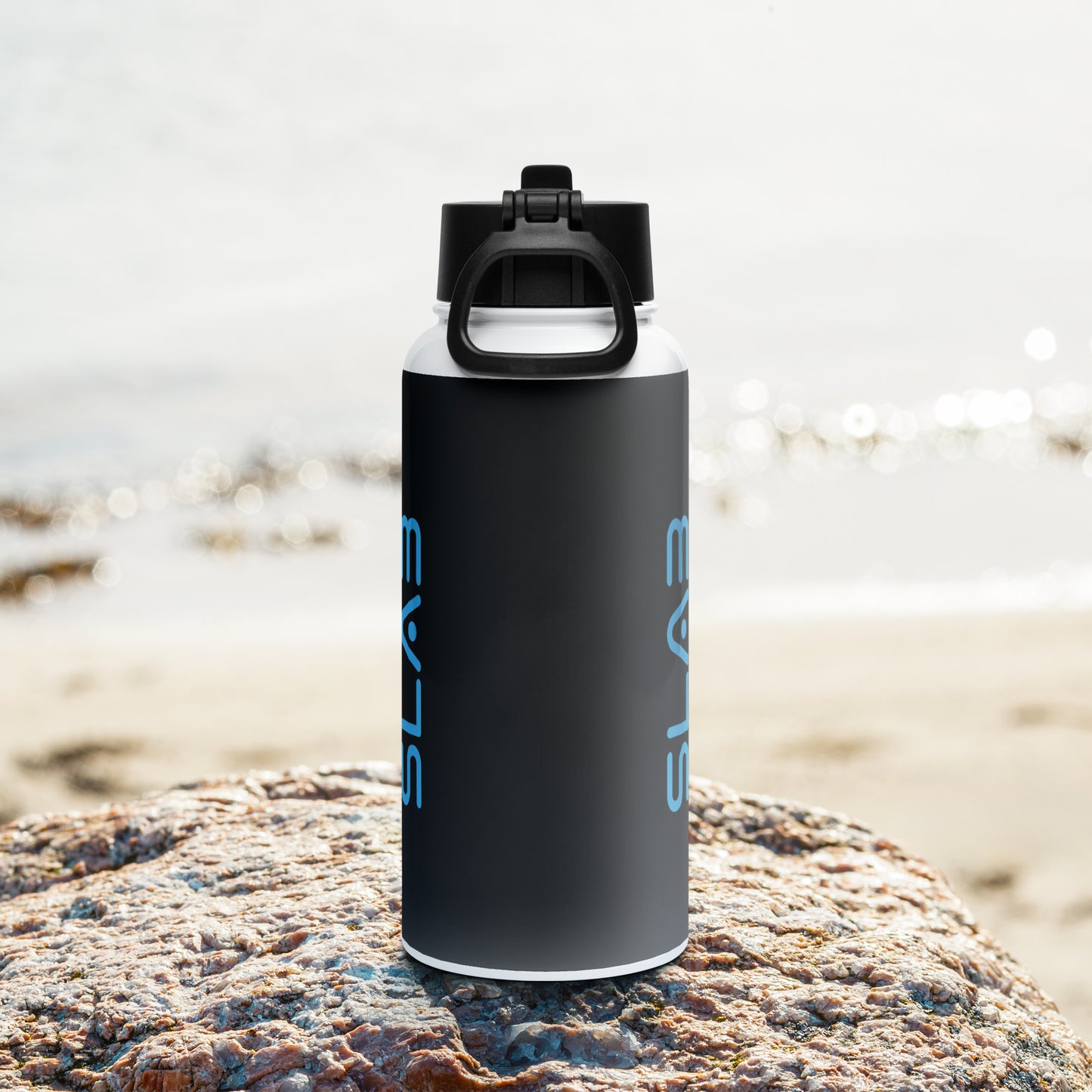 SLAB Stainless steel water bottle with a straw lid image 0