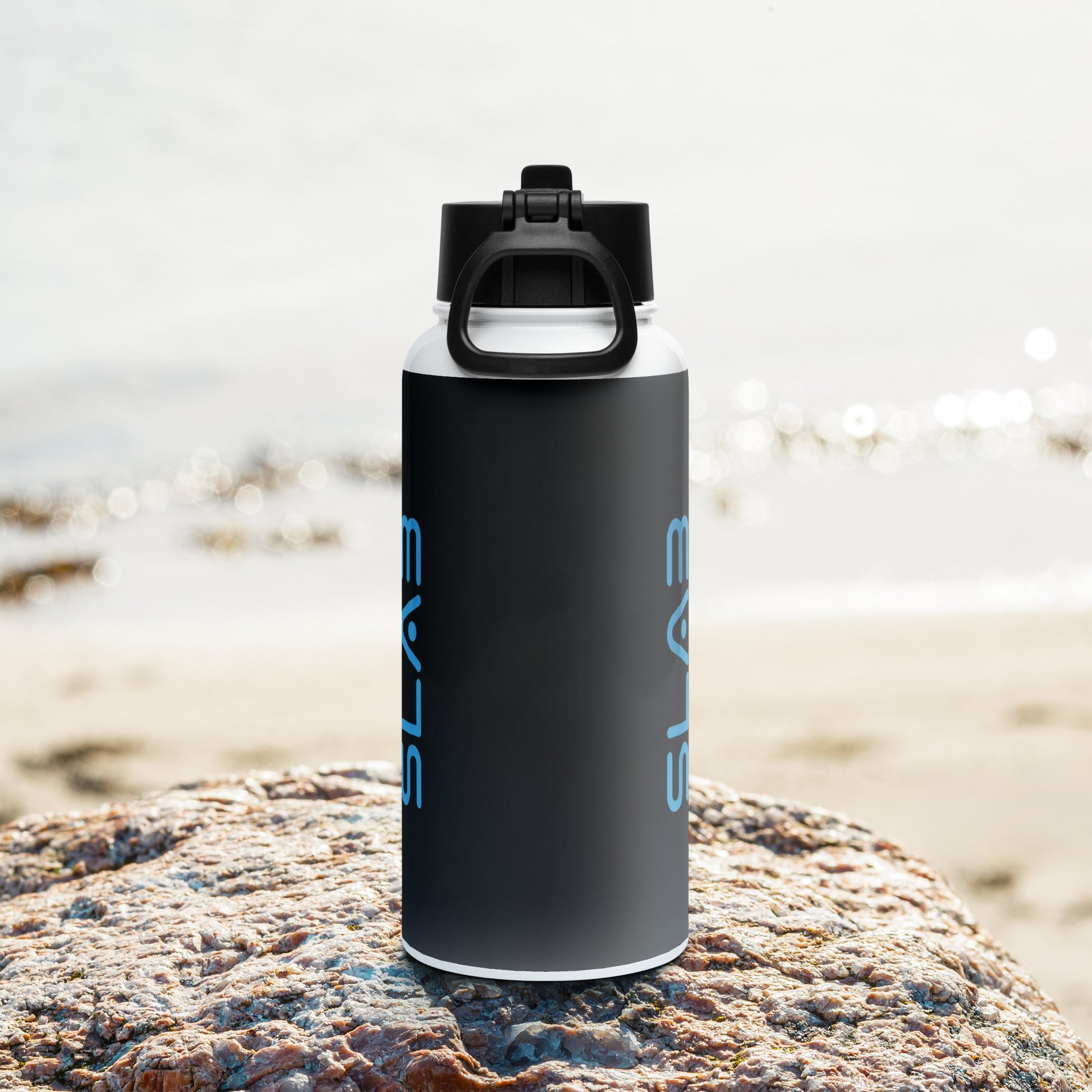 SLAB Stainless steel water bottle with a straw lid image 0