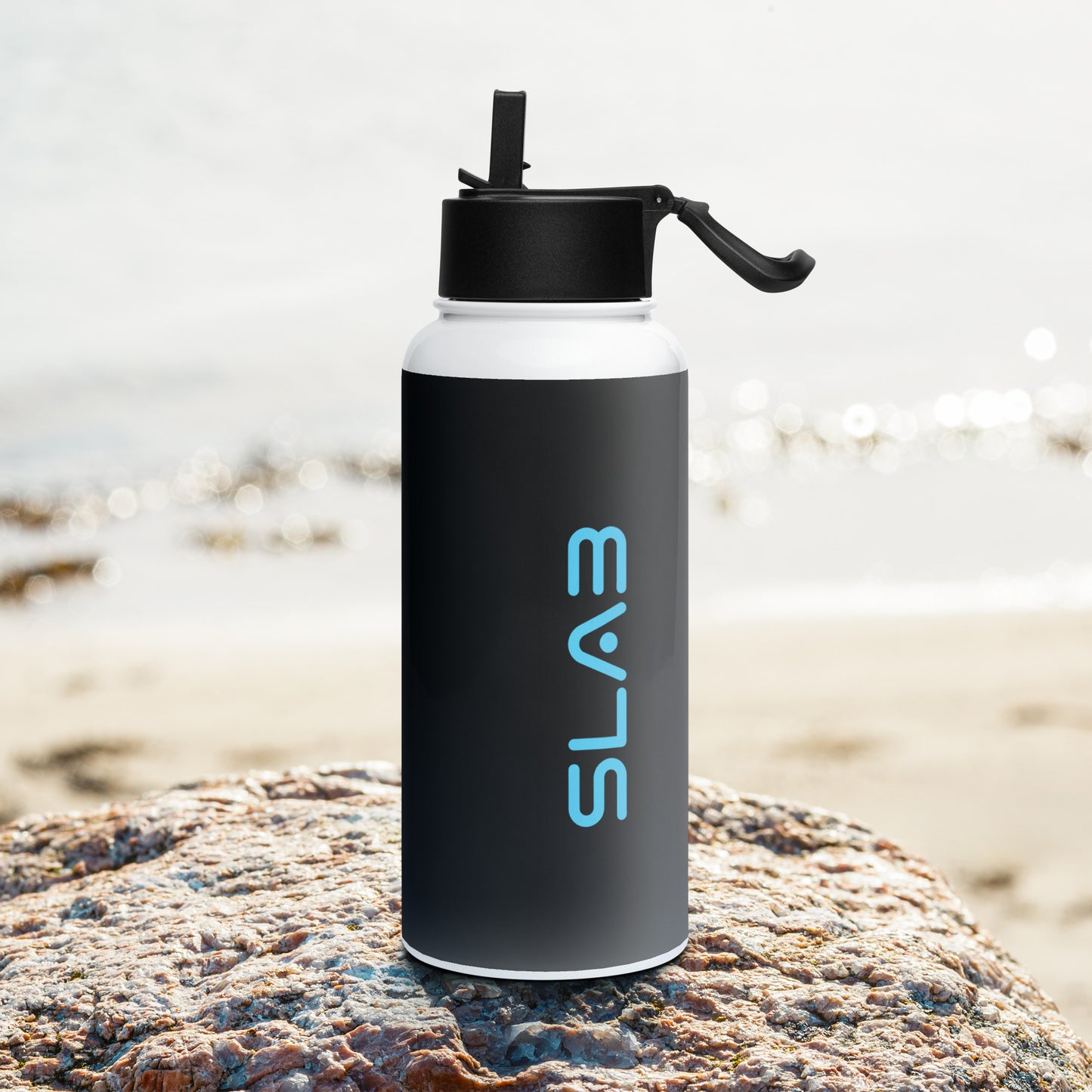 SLAB Stainless steel water bottle with a straw lid image 2