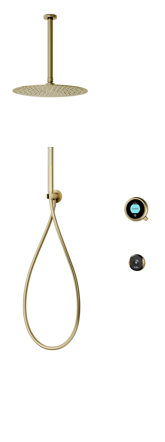 Elisa Intuition Divert Concealed Smart Hand Shower, Fixed Ceiling Heand & Remove - HP/Combi - Brass