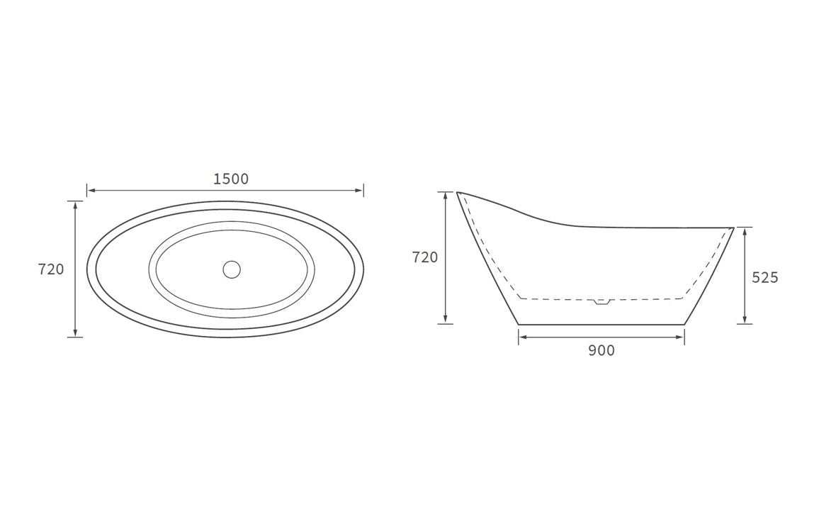 Lucius Freestanding 1500x720x720mm Bath
