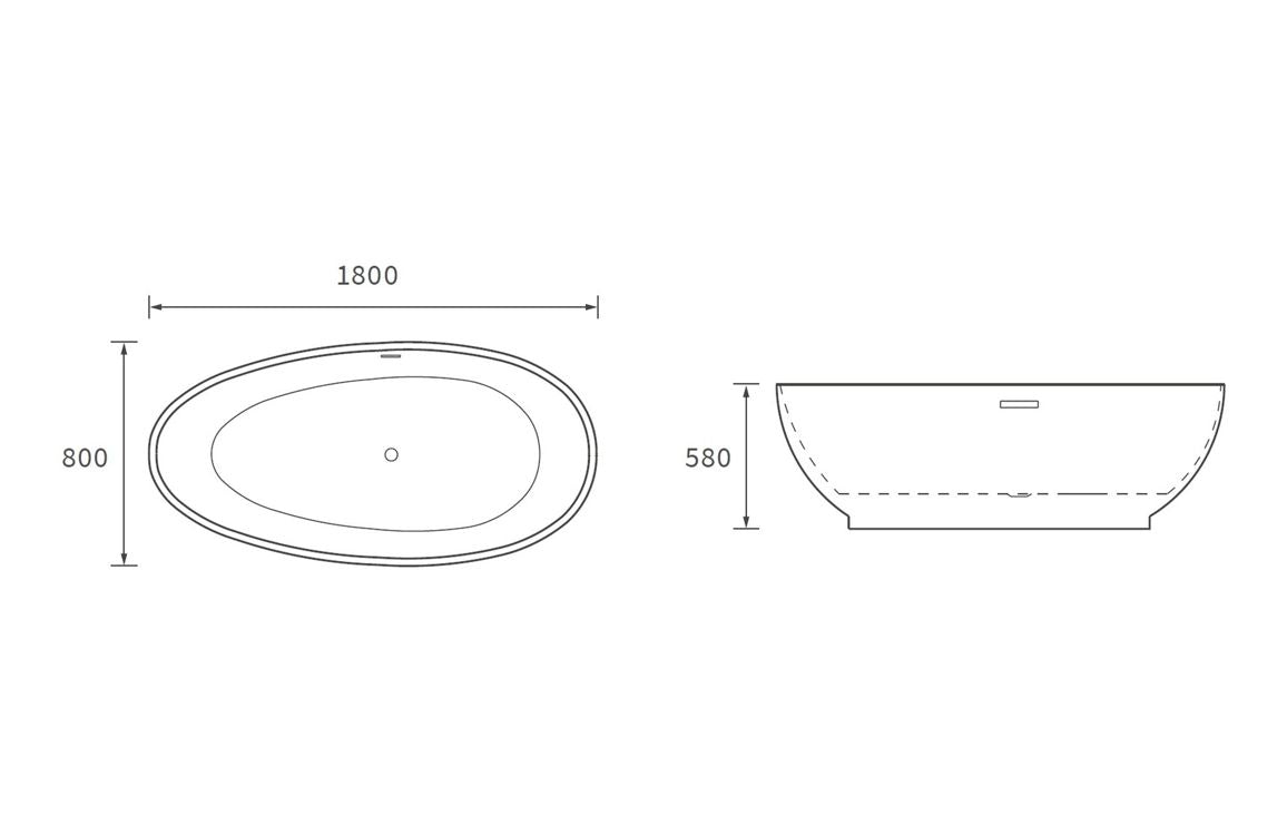 Magnus Freestanding 1800x800x580mm Bath