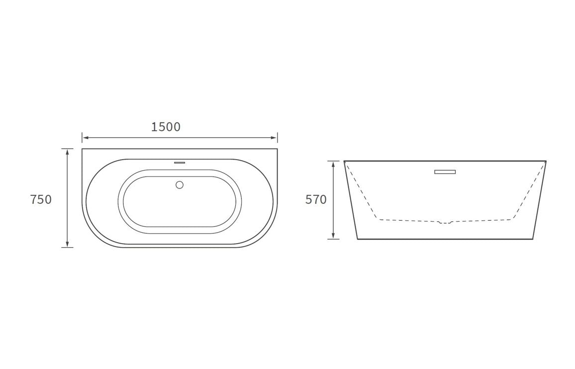 Marcus Freestanding 1500x750x570mm 0TH Bath