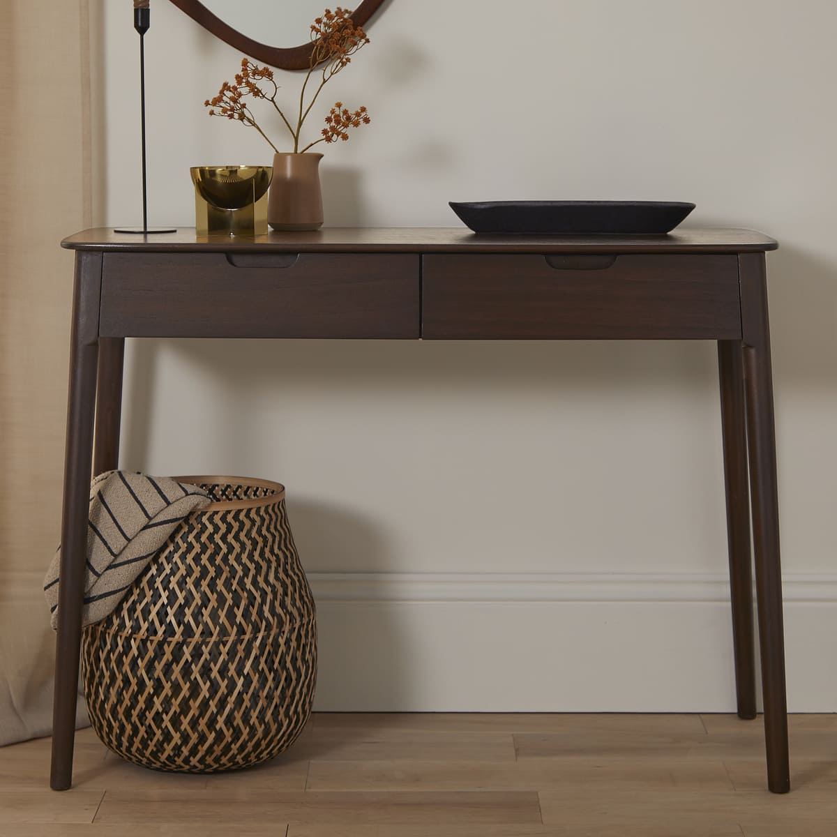 Norway 2 Drawer Walnut Console Table
