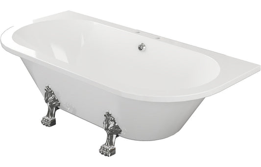Quintus Freestanding Back To Wall 1700x800x600mm 2TH Bath w/Feet - White