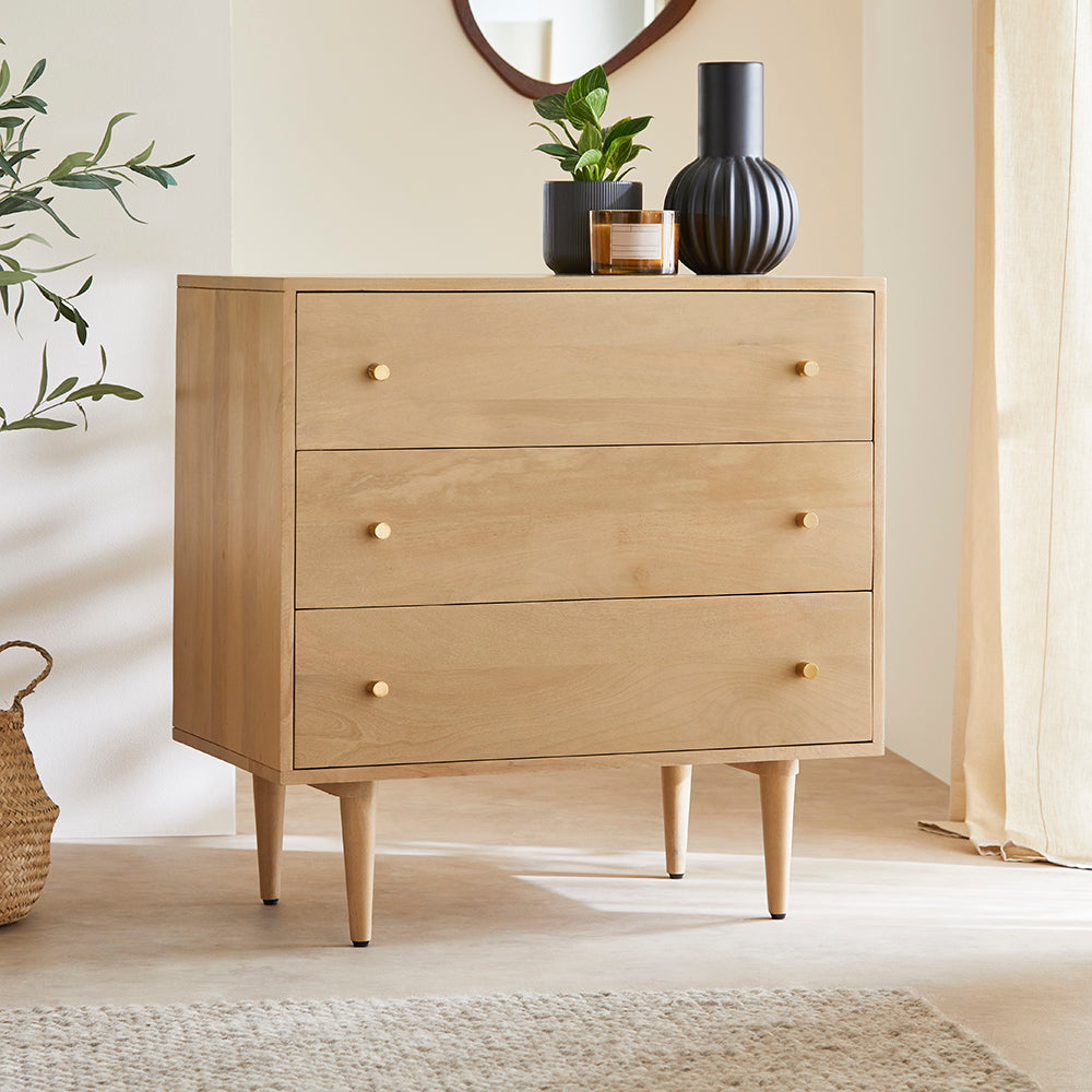 Scandinavian Light Oak Oslo Chest of 3 Drawers