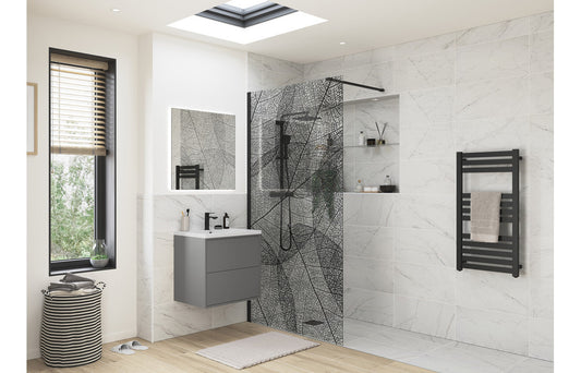 Sparta 1200mm Leaf Design Wetroom Panel - Black