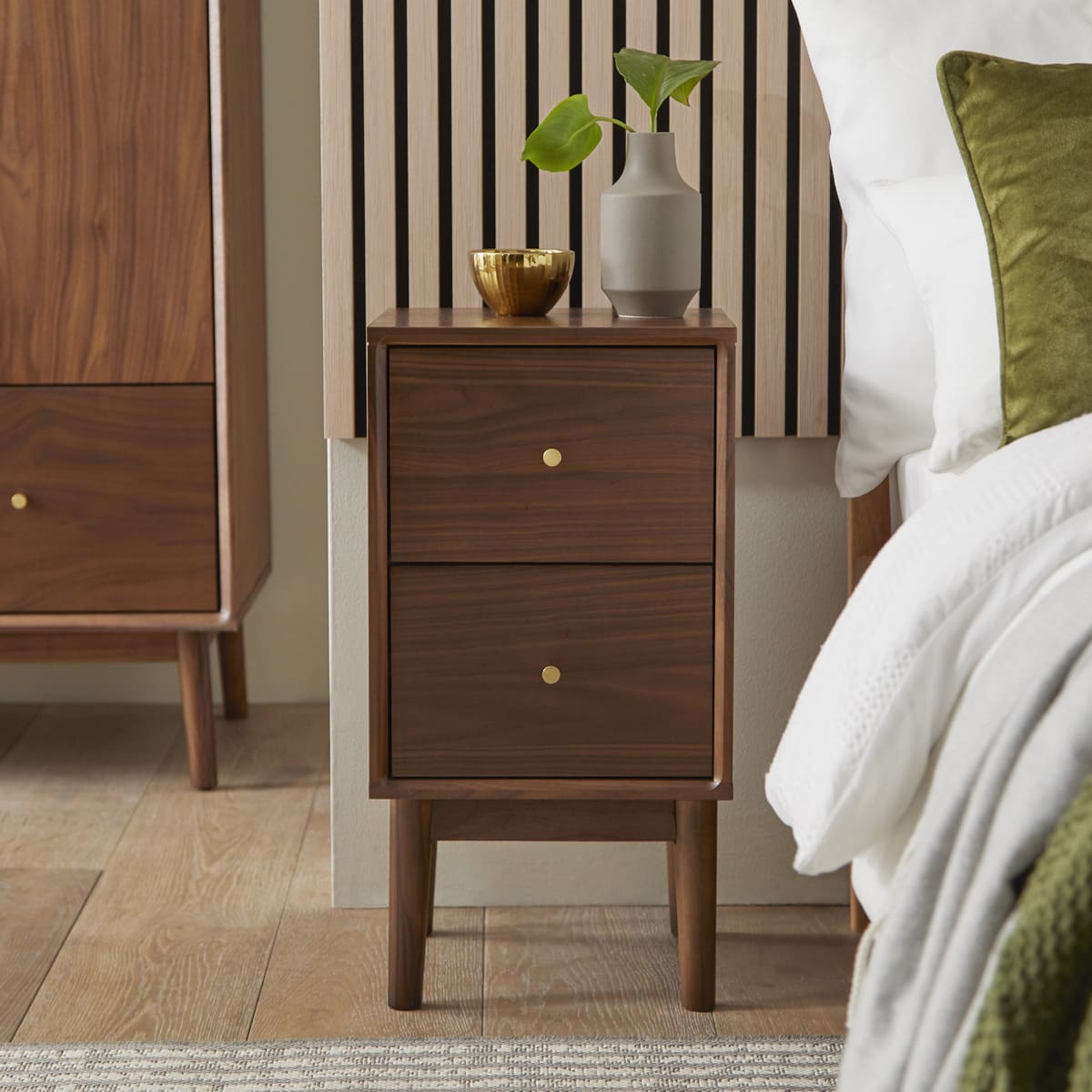 Wright Narrow Walnut Bedside Table