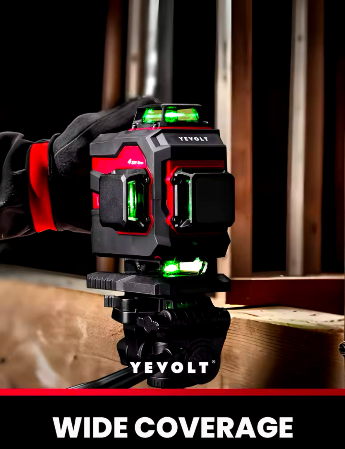 YEVOLT TP-YVGLL4XS16B2PRODP Green Laser Level 4-Plane 16-Line Self-leveling 4D - image 4