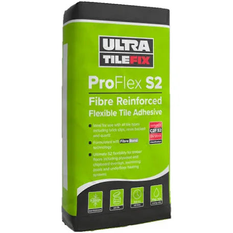 Ultra Tile Flexible Fibre Reinforced RAPID Set Tile Adhesive S2 - 20kg White image 0