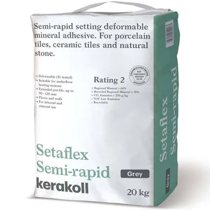 Kerakoll SETAFLEX SEMI-RAPID TILE ADHESIVE C2 TE S1 GREY – 20KG image 0