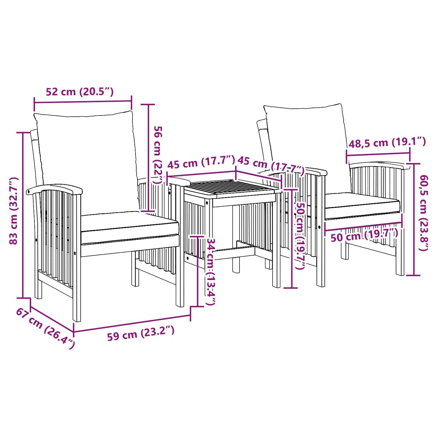 Kron Acacia Wood - 45cm