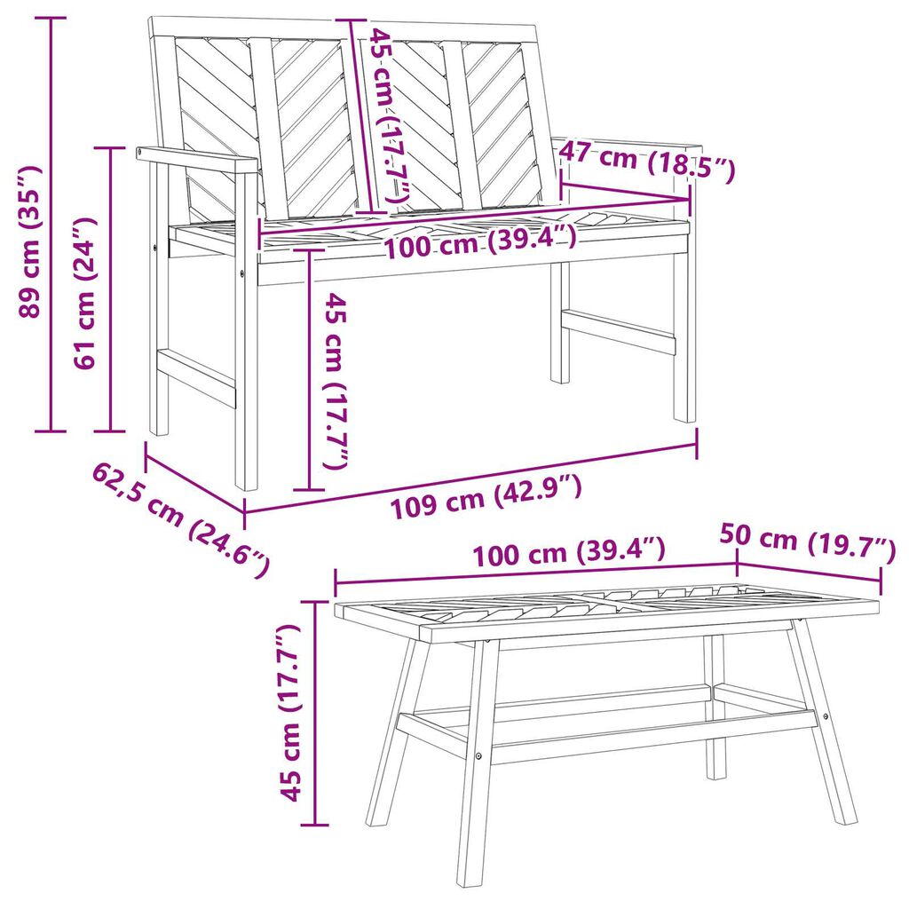 Hald Acacia Wood - 100cm